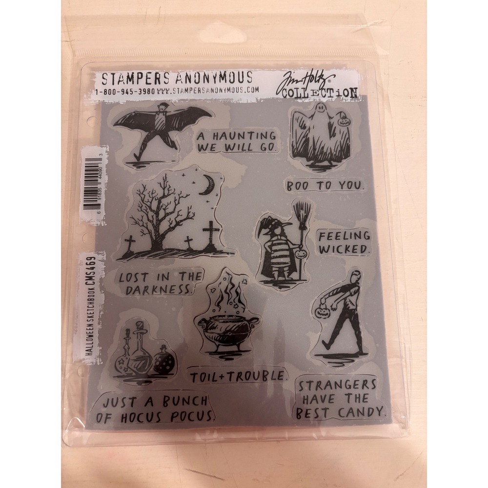 Stampers Anonymous Tim Holtz Halloween Sketchbook Cling Rubber Stamp Set CMS469
